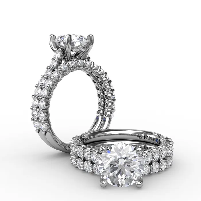 International Diamond Center Rings FANA Contemporary Diamond Solitaire Engagement Ring Setting With Hidden Halo
