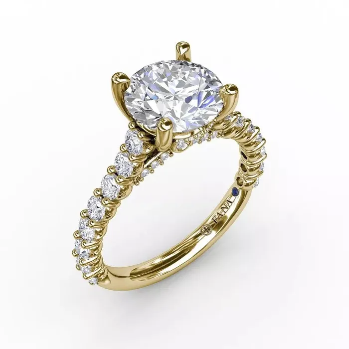 International Diamond Center Rings FANA Contemporary Diamond Solitaire Engagement Ring Setting With Hidden Halo