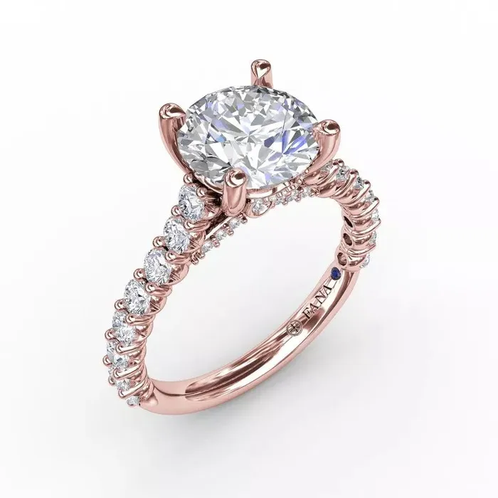 International Diamond Center Rings FANA Contemporary Diamond Solitaire Engagement Ring Setting With Hidden Halo