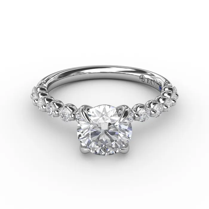 International Diamond Center Rings FANA Contemporary Round Diamond Solitaire Engagement Ring Setting With Diamond Band