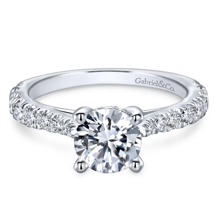 International Diamond Center Rings Gabriel Bridal Collection White Gold Diamond Diamond Accent Straight Engagement Ring with Four Prong Setting 056 ctw International Diamond Center Rings Gabriel Bridal Collection White Gold Diamond Diamond Accent Straight Engagement Ring with Four Prong Setting 056 ctw