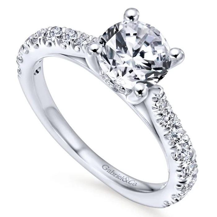 International Diamond Center Rings Gabriel Bridal Collection White Gold Diamond Diamond Accent Straight Engagement Ring with Four Prong Setting 056 ctw International Diamond Center Rings Gabriel Bridal Collection White Gold Diamond Diamond Accent Straight Engagement Ring with Four Prong Setting 056 ctw