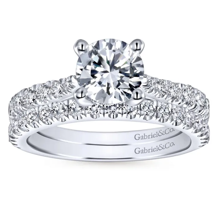 International Diamond Center Rings Gabriel Bridal Collection White Gold Diamond Diamond Accent Straight Engagement Ring with Four Prong Setting 056 ctw International Diamond Center Rings Gabriel Bridal Collection White Gold Diamond Diamond Accent Straight Engagement Ring with Four Prong Setting 056 ctw