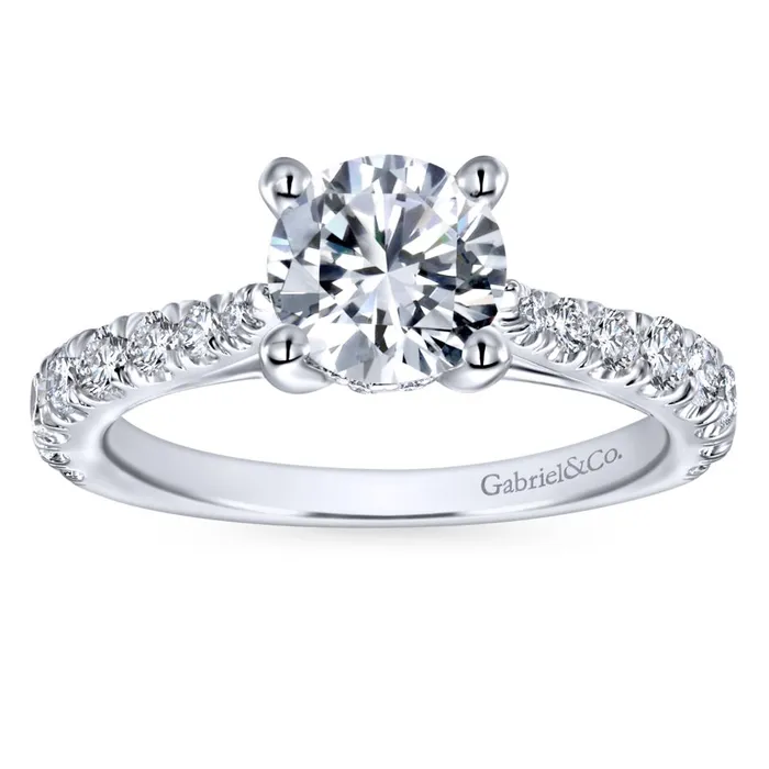 International Diamond Center Rings Gabriel Bridal Collection White Gold Diamond Diamond Accent Straight Engagement Ring with Four Prong Setting 056 ctw International Diamond Center Rings Gabriel Bridal Collection White Gold Diamond Diamond Accent Straight Engagement Ring with Four Prong Setting 056 ctw
