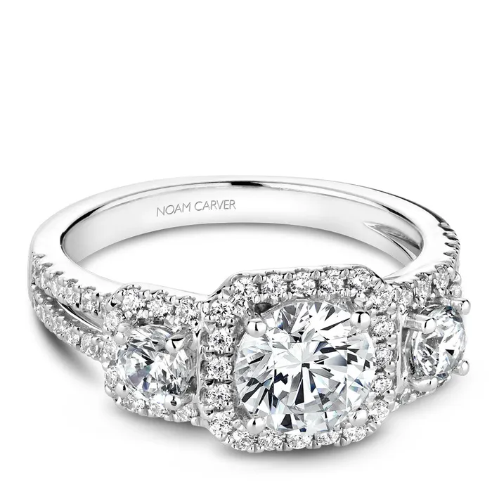 International Diamond Center Rings Noam Carver White Gold 3Stone Diamond Engagement Ring Setting 085 CTW