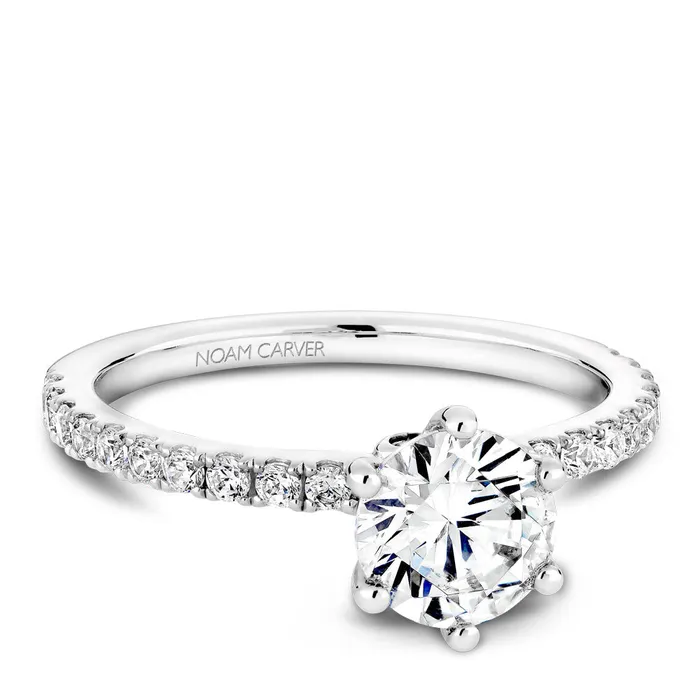 International Diamond Center Rings Noam Carver White Gold 6Prong Diamond Engagement Ring Setting 035 CTW