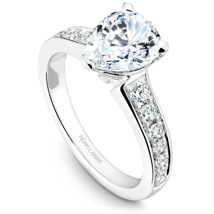 International Diamond Center Rings Noam Carver White Gold Channel Set Diamond Engagement Ring Setting with Pear Center Stone 040 CTW International Diamond Center Rings Noam Carver White Gold Channel Set Diamond Engagement Ring Setting with Pear Center Stone 040 CTW
