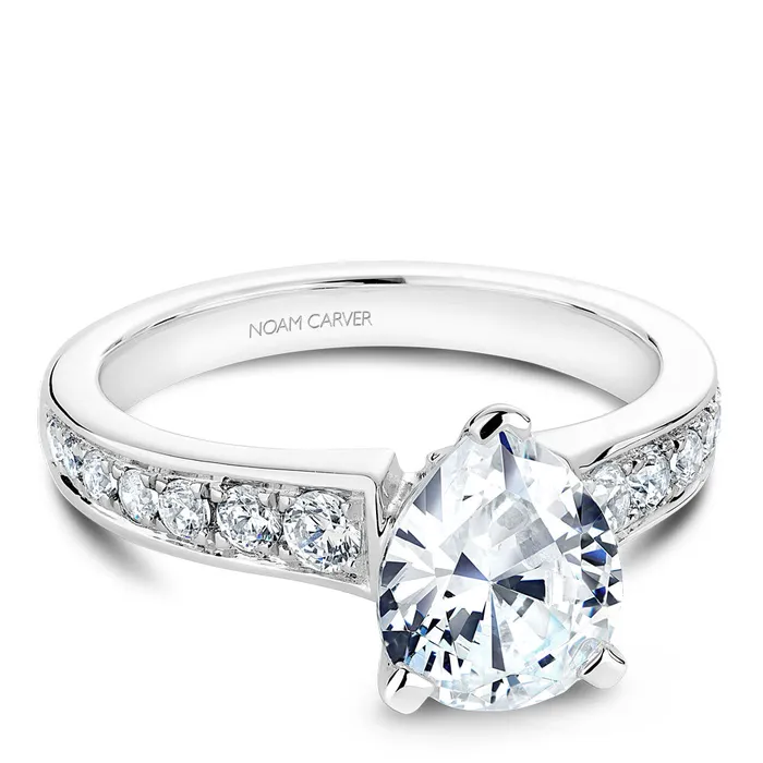International Diamond Center Rings Noam Carver White Gold Channel Set Diamond Engagement Ring Setting with Pear Center Stone 040 CTW