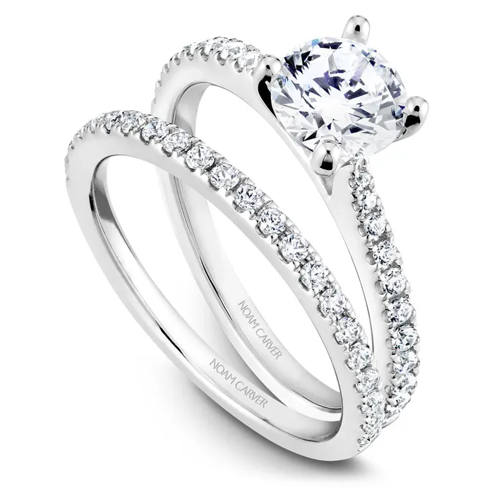 International Diamond Center Rings Noam Carver White Gold Diamond Engagement Ring Setting 023 CTW