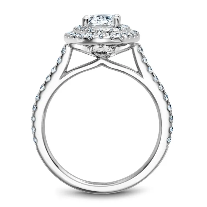 International Diamond Center Rings Noam Carver White Gold Oval Diamond Engagement Ring Setting with Double Halo 053 CTW