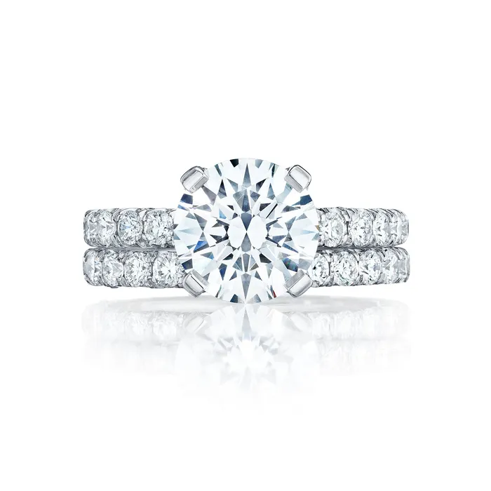 International Diamond Center Rings Tacori 18k White Gold Petite Crescent Round Diamond Engagement Ring Setting 057 CTW International Diamond Center Rings Tacori 18k White Gold Petite Crescent Round Diamond Engagement Ring Setting 057 CTW