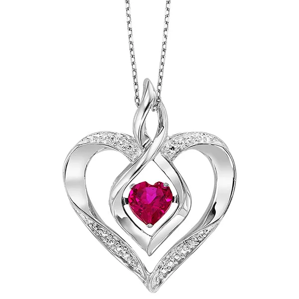 International Diamond Center Silver Diamond Created Garnet Pendant Necklaces