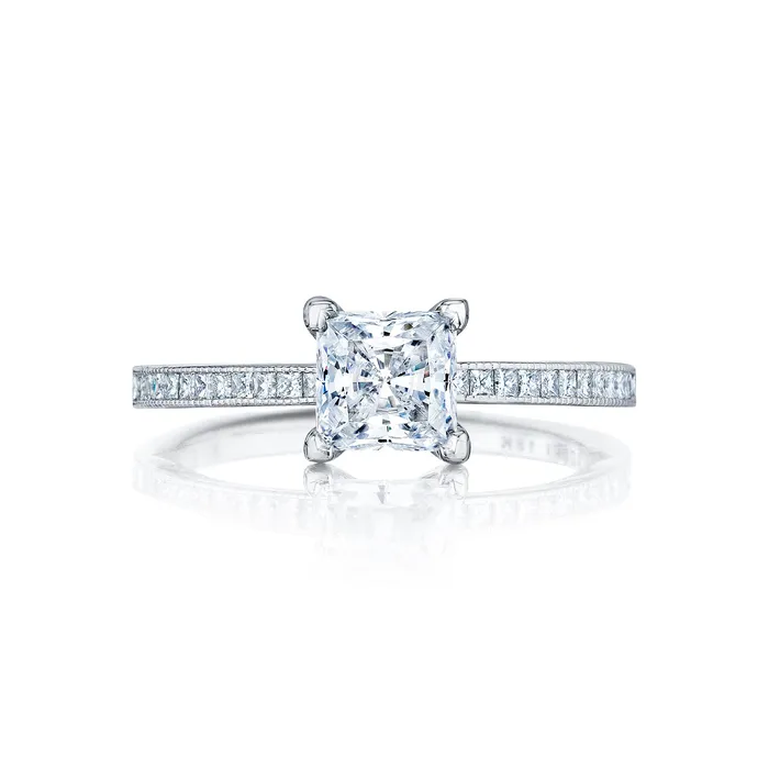 International Diamond Center Tacori Platinum Petite Crescent Princess Diamond Engagement Ring Setting 028CTW Rings International Diamond Center Tacori Platinum Petite Crescent Princess Diamond Engagement Ring Setting 028CTW Rings