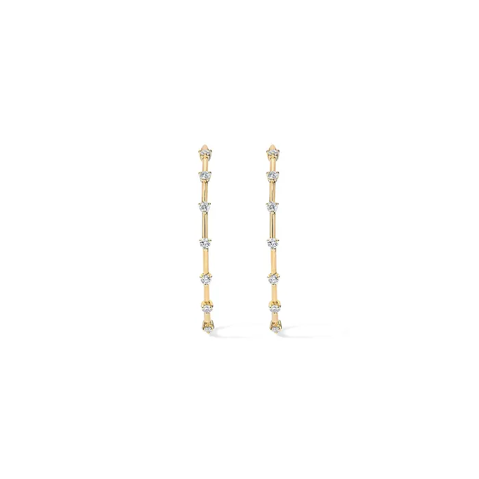 Large Diamond and Gold Bar Hoop Earrings SG Fine Earrings