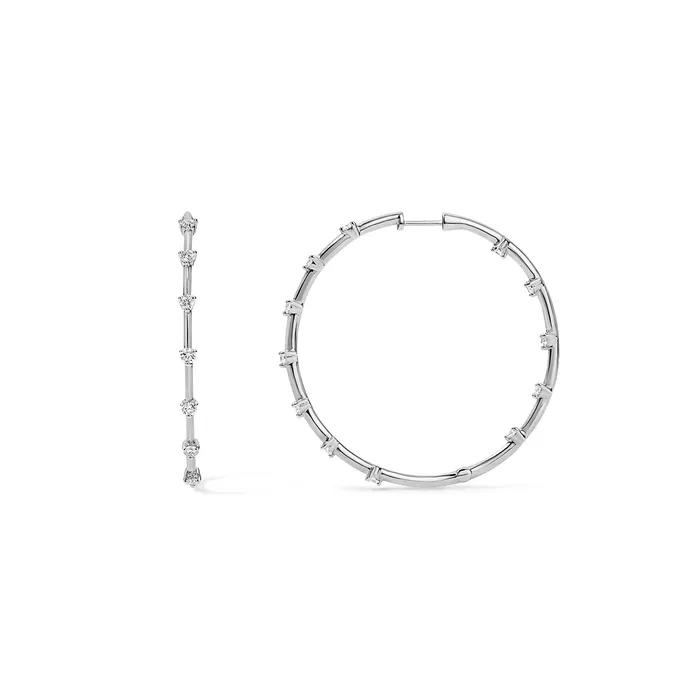 Large Diamond and Gold Bar Hoop Earrings SG Fine Earrings