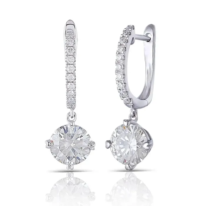 Luxus Moissanite Rings Jewelry Earrings 14k White Gold Platinum Plated Silver Moissanite Earrings 212ctw Earrings 14K Gold Luxus Moissanite Rings Jewelry Earrings 14k White Gold Platinum Plated Silver Moissanite Earrings 212ctw Earrings 14K Gold