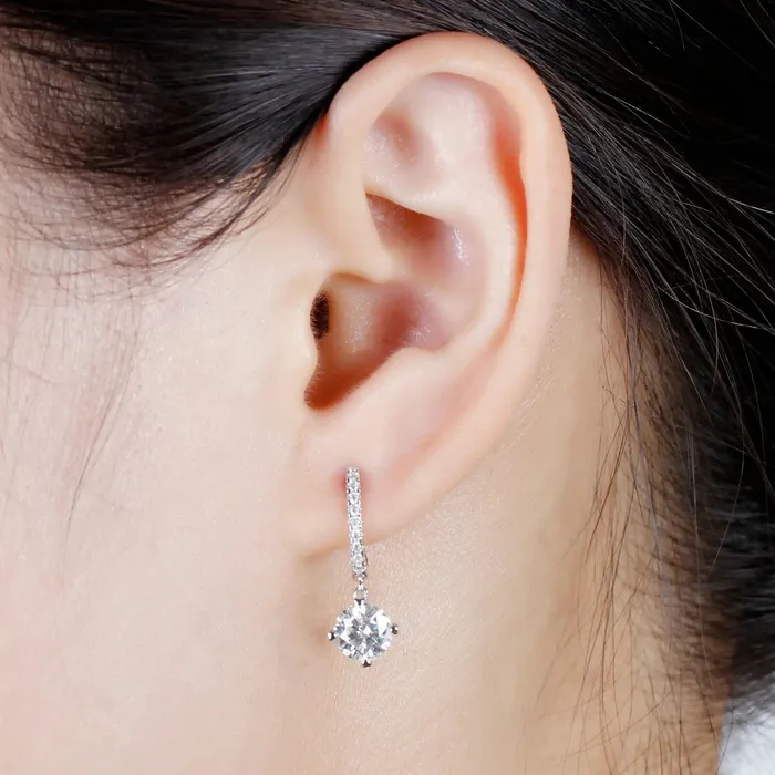 Luxus Moissanite Rings Jewelry Earrings 14k White Gold Platinum Plated Silver Moissanite Earrings 212ctw Earrings 14K Gold