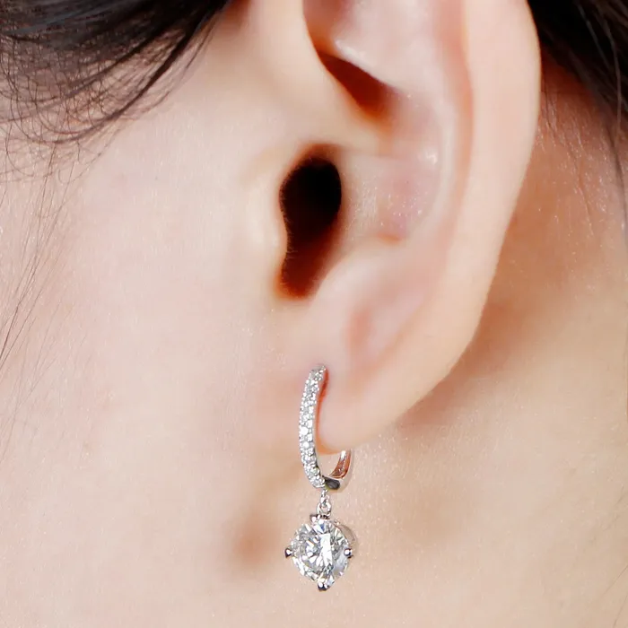 Luxus Moissanite Rings Jewelry Earrings 14k White Gold Platinum Plated Silver Moissanite Earrings 212ctw Earrings 14K Gold