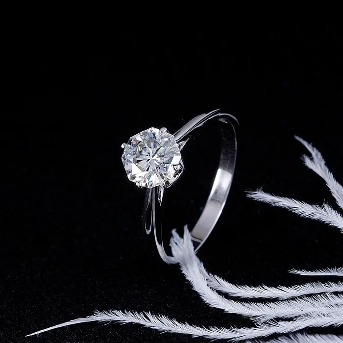Luxus Moissanite Rings Jewelry Rings 14k White Gold Octagon Cut Solitaire Moissanite Ring 1ct