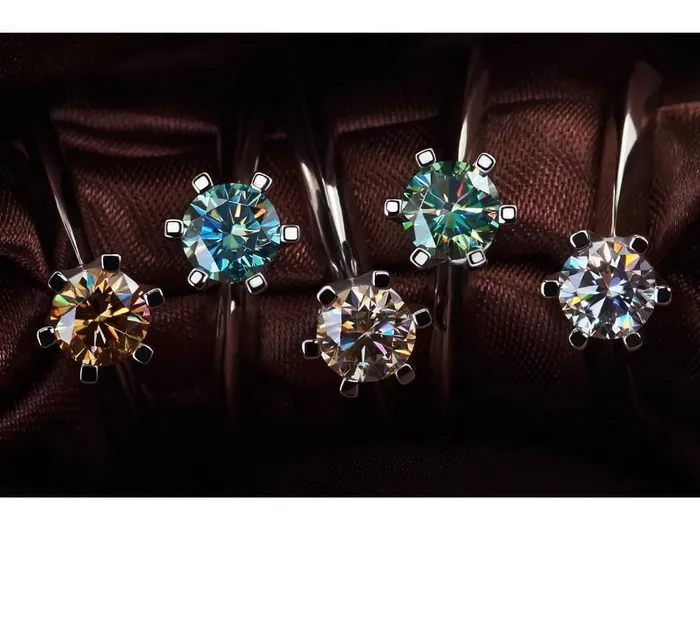 Luxus Moissanite Rings Jewelry White Gold Plated Silver Moissanite Ring 05ct multiple colors Rings Luxus Moissanite Rings Jewelry White Gold Plated Silver Moissanite Ring 05ct multiple colors Rings
