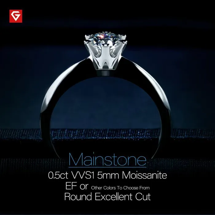 Luxus Moissanite Rings Jewelry White Gold Plated Silver Moissanite Ring 05ct multiple colors Rings