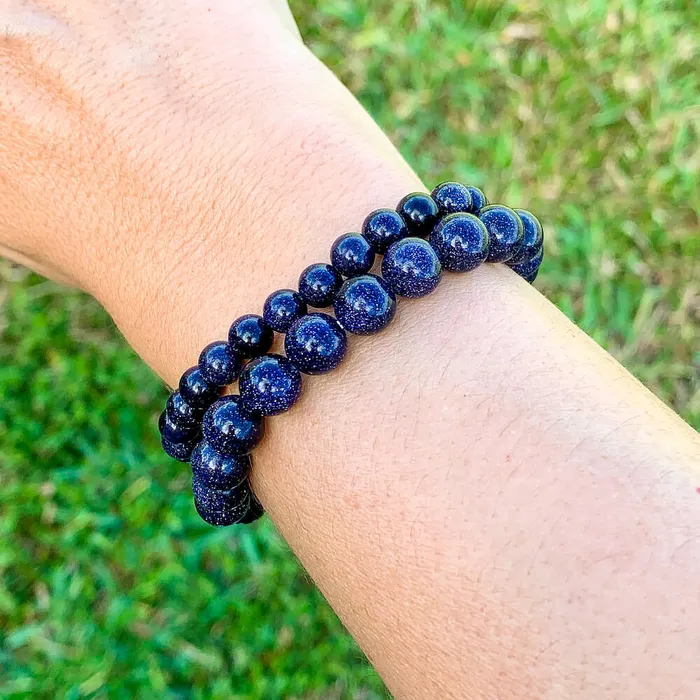 Magic Crystals Bracelets Blue Sandstone Stone Natural Beaded Gemstone Bracelet