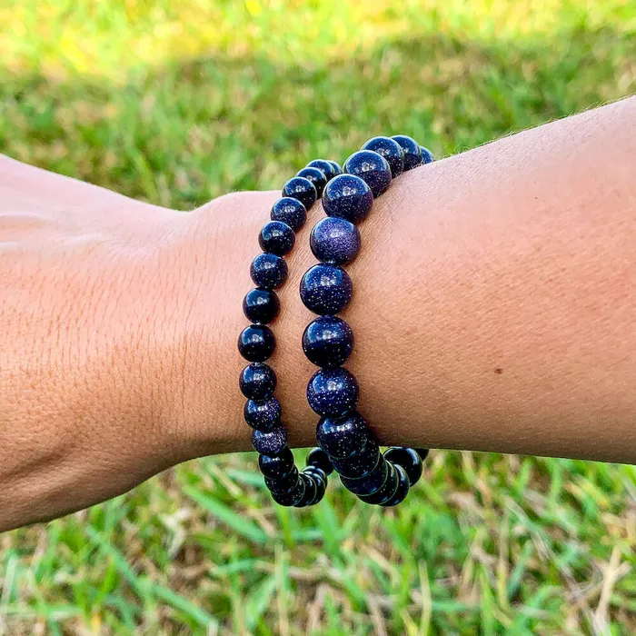 Magic Crystals Bracelets Blue Sandstone Stone Natural Beaded Gemstone Bracelet