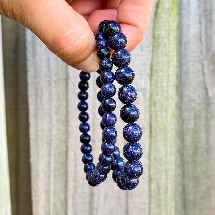 Magic Crystals Bracelets Blue Sandstone Stone Natural Beaded Gemstone Bracelet