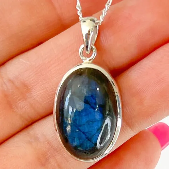 Magic Crystals Necklaces Labradorite Sterling 925 Silver Necklace