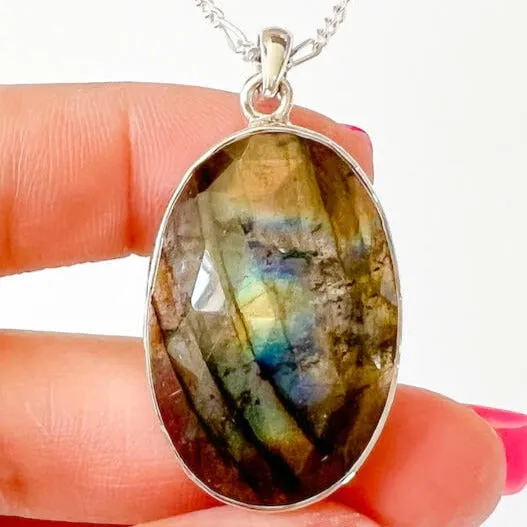 Magic Crystals Necklaces Labradorite Sterling 925 Silver Necklace