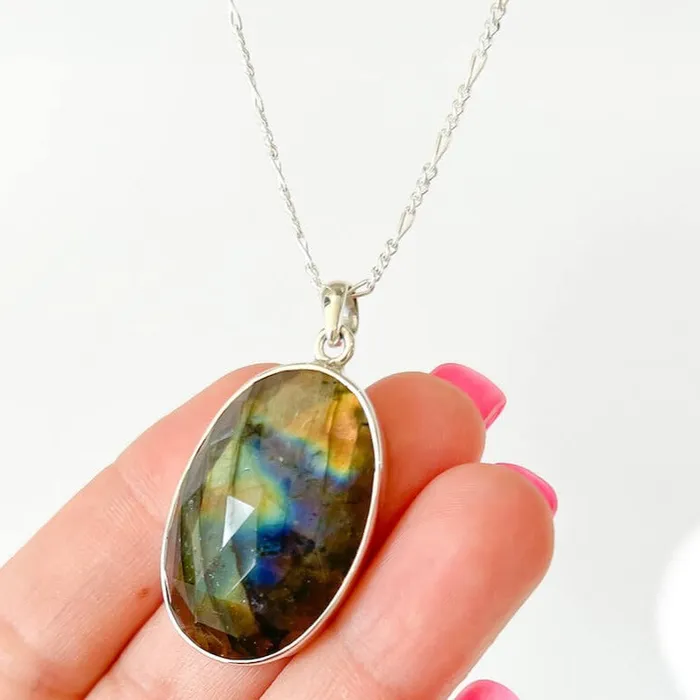 Magic Crystals Necklaces Labradorite Sterling 925 Silver Necklace