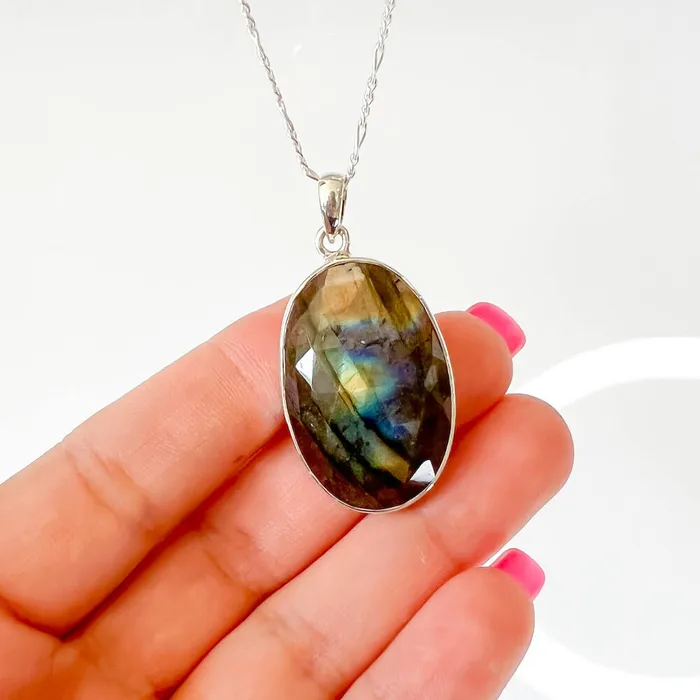 Magic Crystals Necklaces Labradorite Sterling 925 Silver Necklace