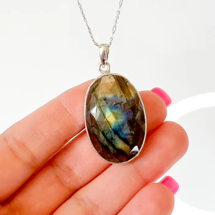 Magic Crystals Necklaces Labradorite Sterling 925 Silver Necklace