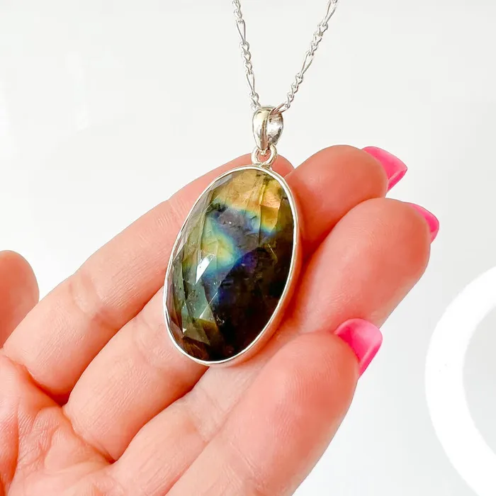 Magic Crystals Necklaces Labradorite Sterling 925 Silver Necklace