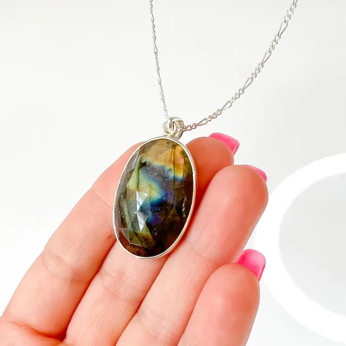 Magic Crystals Necklaces Labradorite Sterling 925 Silver Necklace