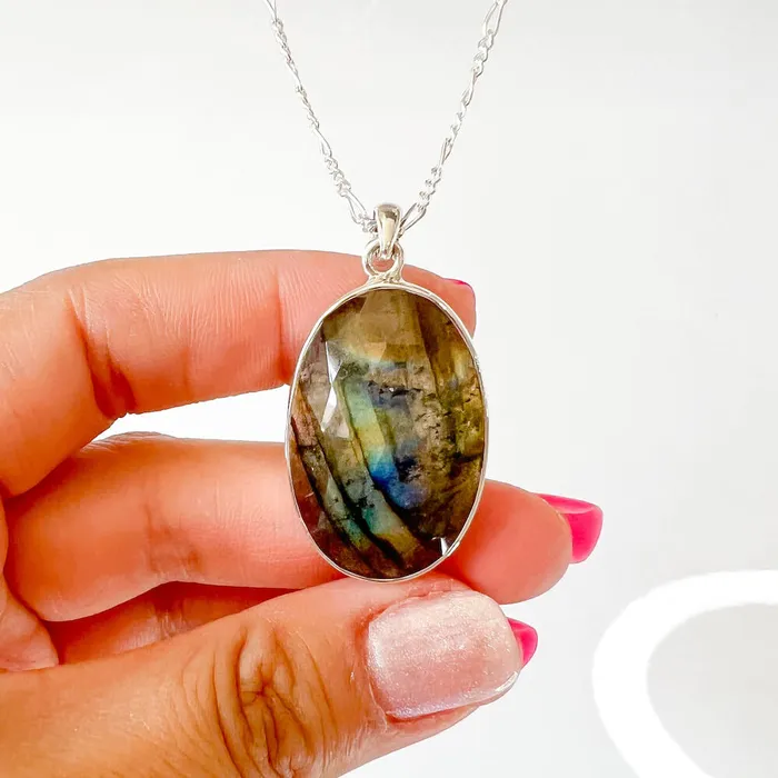 Magic Crystals Necklaces Labradorite Sterling 925 Silver Necklace