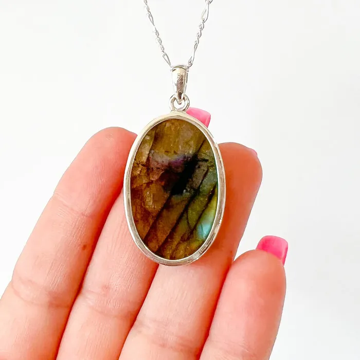 Magic Crystals Necklaces Labradorite Sterling 925 Silver Necklace
