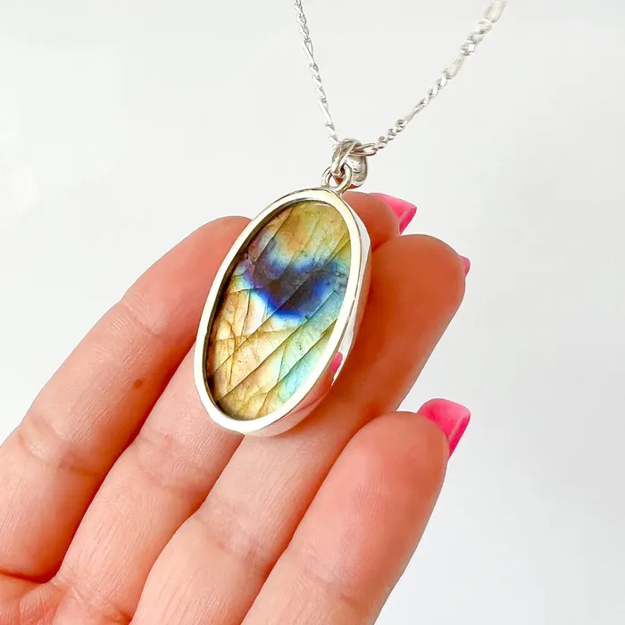 Magic Crystals Necklaces Labradorite Sterling 925 Silver Necklace