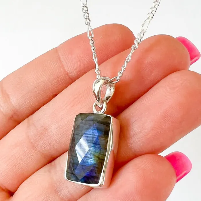 Magic Crystals Necklaces Labradorite Sterling 925 Silver Necklace