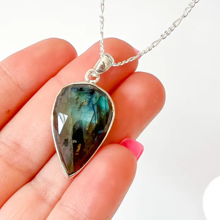 Magic Crystals Necklaces Labradorite Sterling 925 Silver Necklace