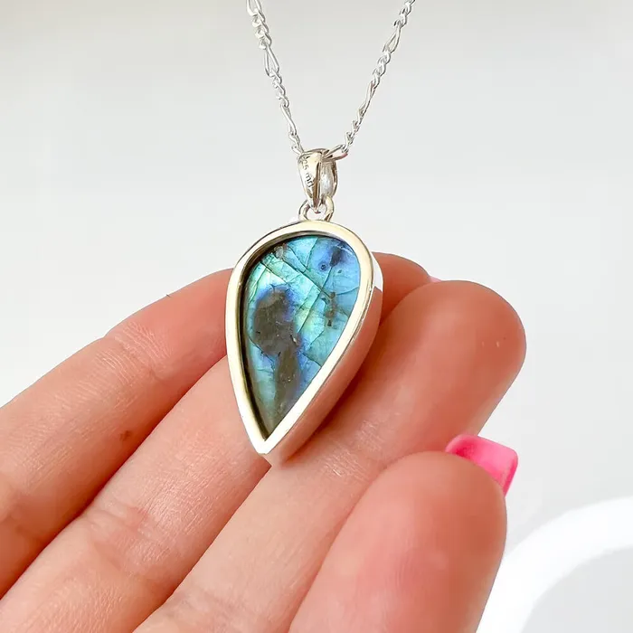 Magic Crystals Necklaces Labradorite Sterling 925 Silver Necklace