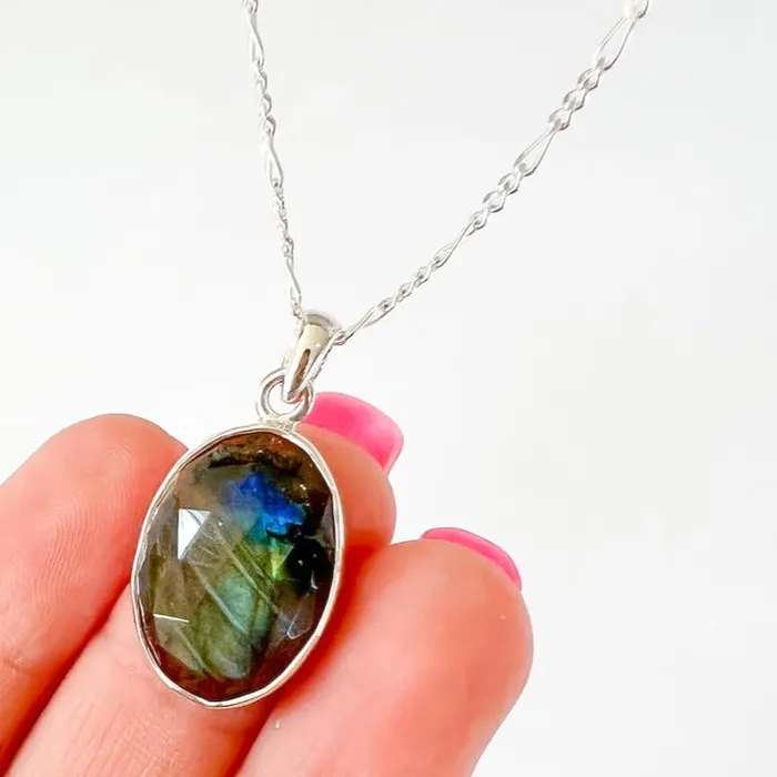 Magic Crystals Necklaces Labradorite Sterling 925 Silver Necklace