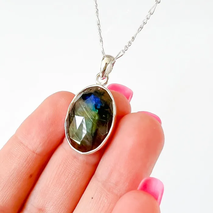 Magic Crystals Necklaces Labradorite Sterling 925 Silver Necklace