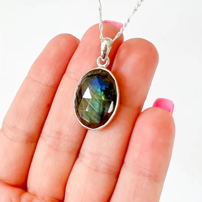 Magic Crystals Necklaces Labradorite Sterling 925 Silver Necklace