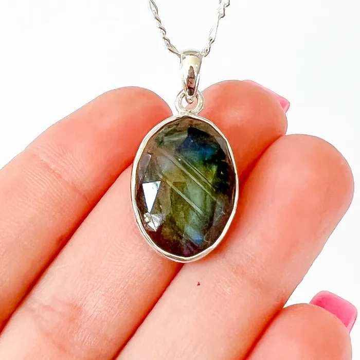 Magic Crystals Necklaces Labradorite Sterling 925 Silver Necklace