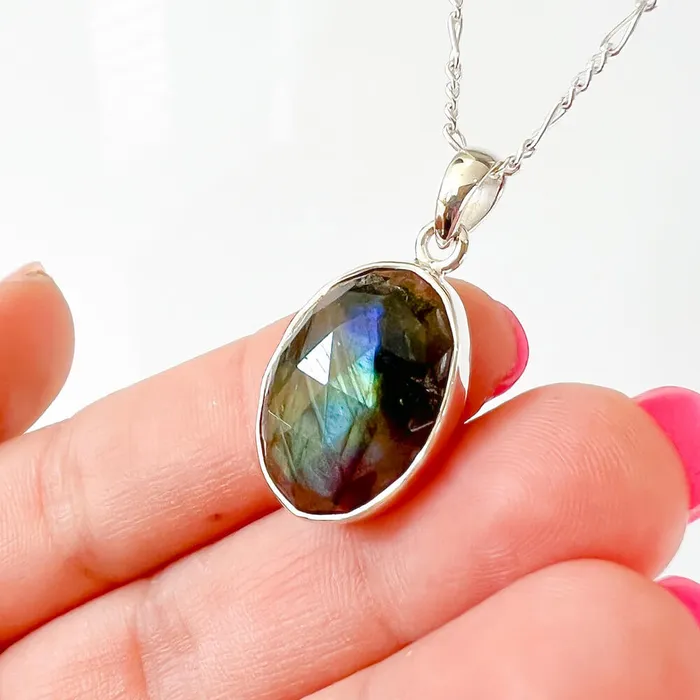 Magic Crystals Necklaces Labradorite Sterling 925 Silver Necklace