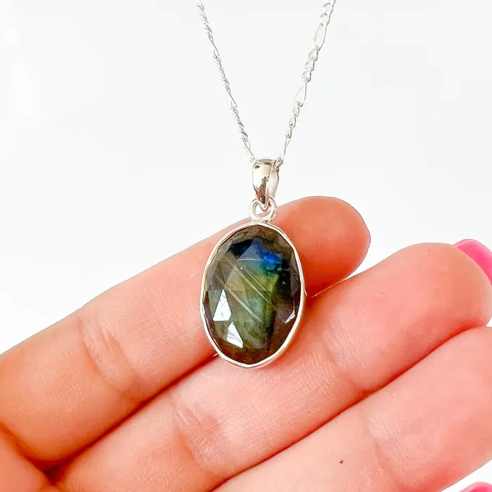 Magic Crystals Necklaces Labradorite Sterling 925 Silver Necklace