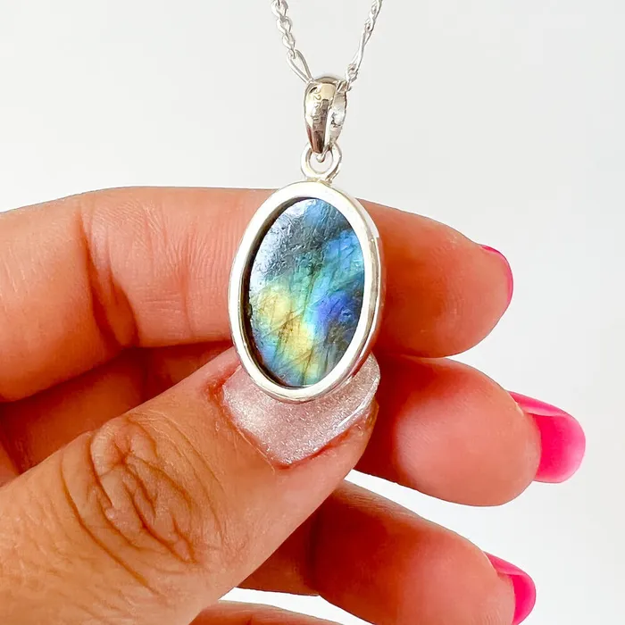 Magic Crystals Necklaces Labradorite Sterling 925 Silver Necklace
