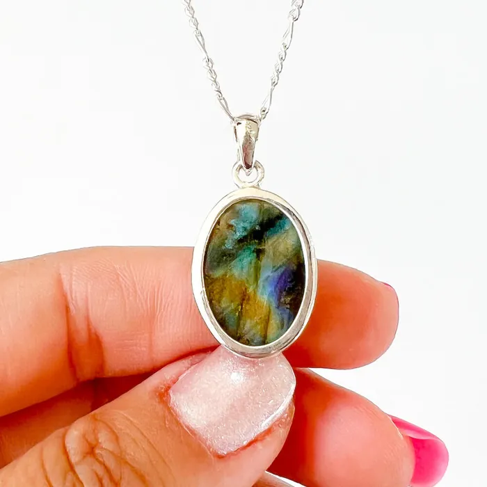 Magic Crystals Necklaces Labradorite Sterling 925 Silver Necklace