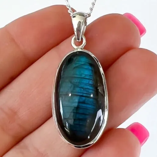 Magic Crystals Necklaces Labradorite Sterling 925 Silver Necklace